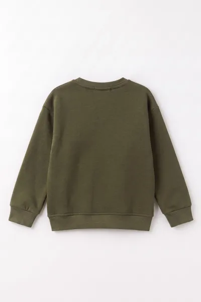 Haki (4-12 Yaş) Süzene Nakışlı İçi Şardonlu Erkek Çocuk Sweatshirt 495864