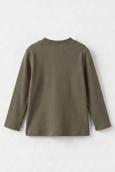 Haki (5-12 Yaş) Yarım Balıkçı Yaka Kaşkorse Çocuk Body Sweatshirt 495513