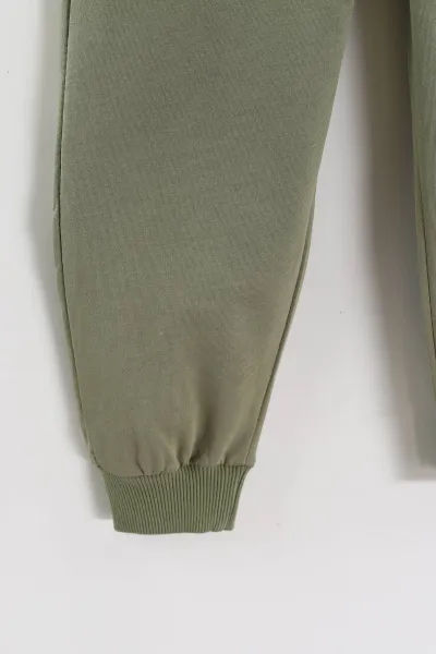 Haki (3-11 Yaş)Beli Paçası Lastikli Cepli Kız Çocuk Eşofman Altı 463816