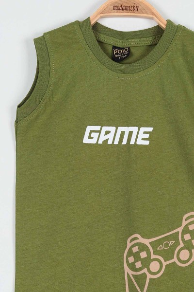 Haki (7-10 Yaş) Game Konsol Baskılı Şortlu Erkek Çocuk Takım 191664