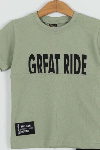 Haki (7-10 Yaş) Great RIde Baskılı Şortlu Erkek Çocuk Takım 253690