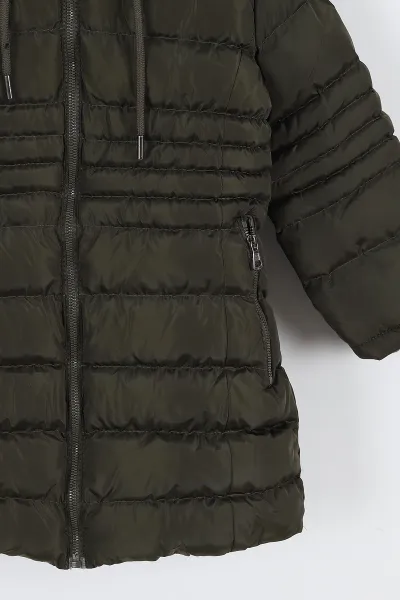 Haki (7-10 Yaş) İç kürklü İpli Kız Çocuk Şişme Mont 309101