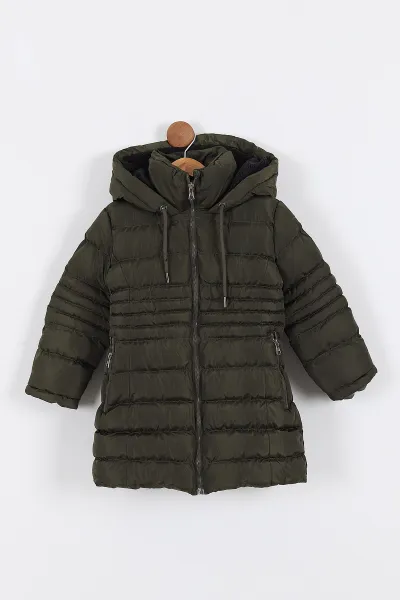 Haki (7-10 Yaş) İç kürklü İpli Kız Çocuk Şişme Mont 309101