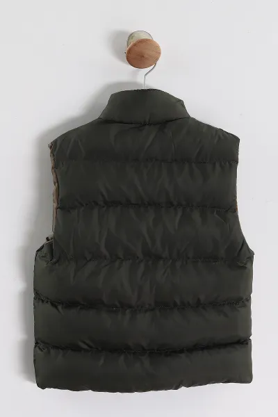 Haki (7-10 Yaş)Çift Cep Fermuarlı Erkek Çocuk Şişme Yelek 444508
