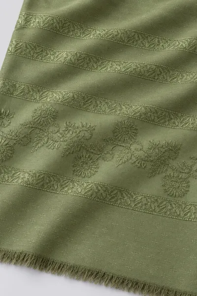 Haki 70x180 Cm Floral Premium Jakarlı Pamuk Şal 494057