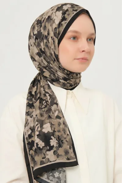 Haki 75x180 Cm Our Fashion Dijital Baskılı Desenli Bambu Kraş Şal 417872