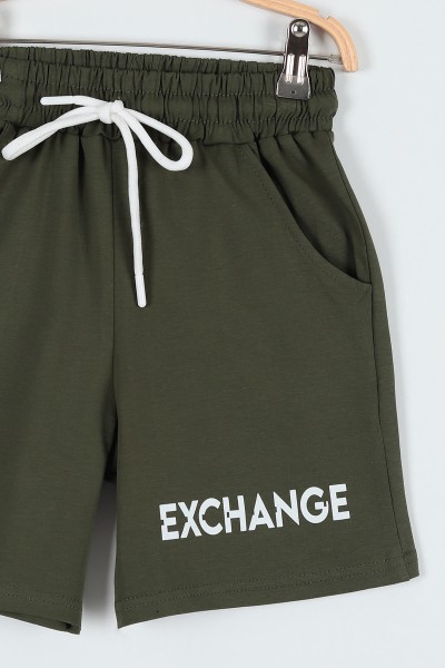 Haki (9-12 Yaş) Exchange Baskılı Erkek Çocuk Şort 185809