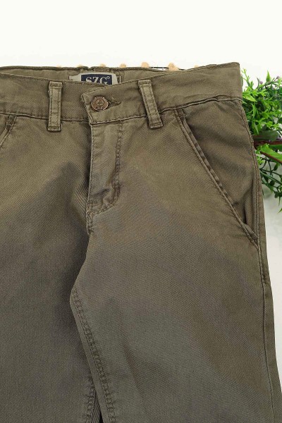 Haki (9-12 Yaş) S Nakışlı Yan Cepli Erkek Çocuk Pantolon 150689