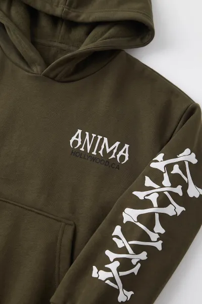 Haki (9-16 Yaş) Kapüşonlu İçi Şardonlu Erkek Çocuk Sweatshirt 500009