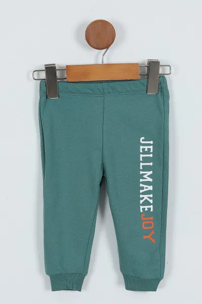Haki (9-24 Ay)Kolsuz Kapüşonlu Sweatshirtlü Erkek Bebek Takım 345274