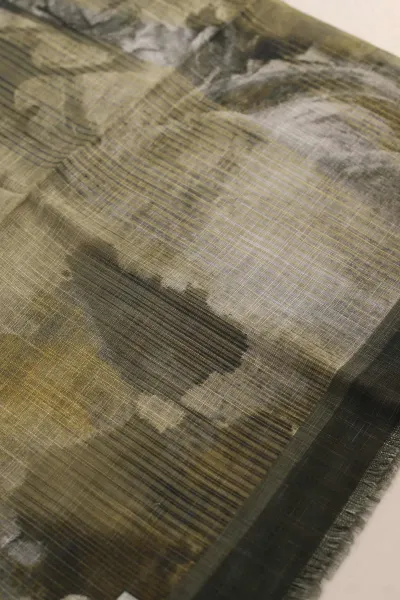 Haki 90x90 Cm Dijital Baskılı Desenli Flam Çekme Eşarp 428660