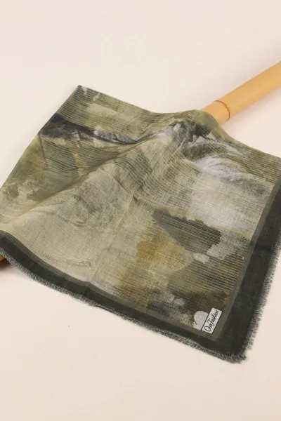 Haki 90x90 Cm Dijital Baskılı Desenli Flam Çekme Eşarp 428660