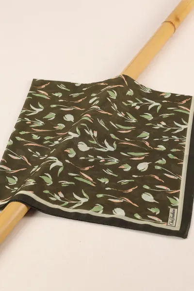 Haki 90x90 Cm Dijital Baskılı Desenli Tülbent Eşarp 428557
