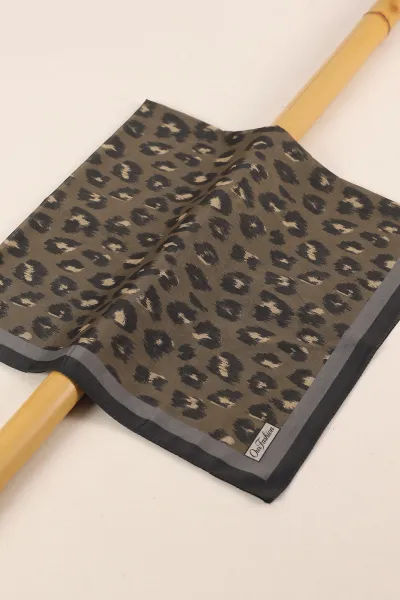 Haki 90x90 Cm Dijital Baskılı Desenli Tülbent Eşarp 428614