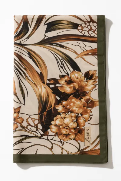 Haki 90x90 Cm Dijital Baskılı Edenia Desen Soft Eşarp 498552