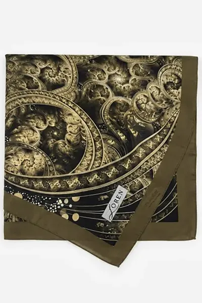 Haki 90x90 Cm Dijital Baskılı Filigree Desen Soft Eşarp 498758