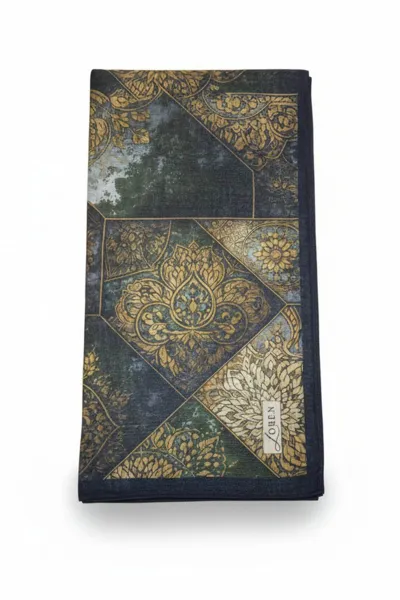 Haki 90x90 Cm Dijital Baskılı Mosaic Desen Soft Eşarp 498605