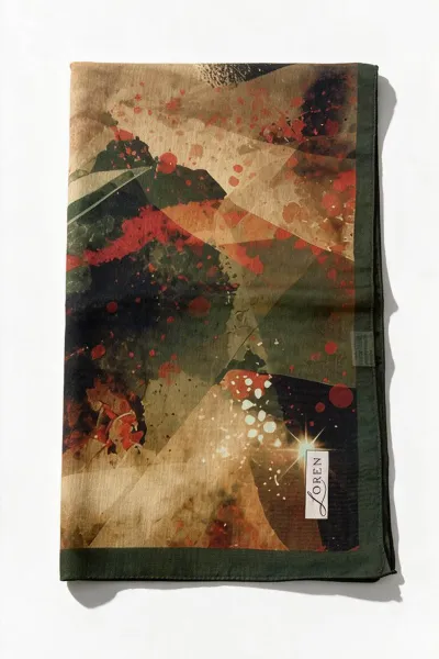 Haki 90x90 Cm Dijital Baskılı Nova Desen Soft Eşarp 498612