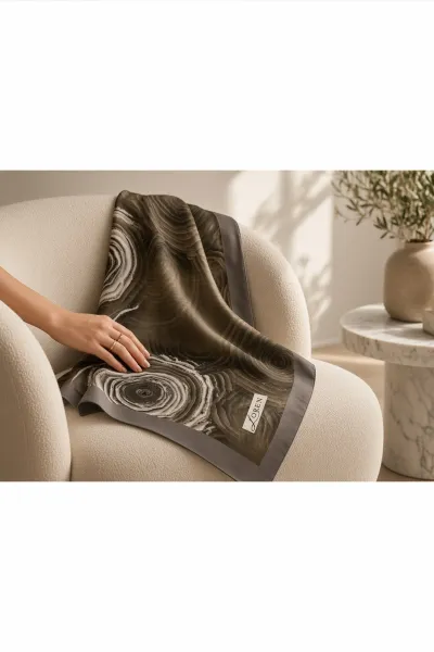 Haki 90x90 Cm Dijital Baskılı Rosetta Desen Soft Eşarp 498596
