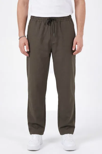 Haki Baggy Belden Bağlamalı Erkek Pantolon 457268