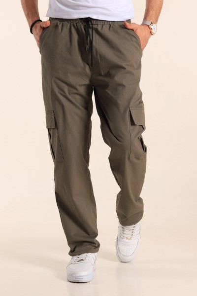 Haki Baggy Bol Paça Kargo Cepli Erkek Pantolon 187948