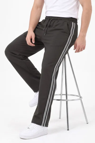 Haki Baggy Kompak Kumaş Yan Geniş Raşelli Erkek Eşofman Altı 483366