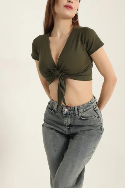 Haki Bağlamlı Sendy Bluz 337419