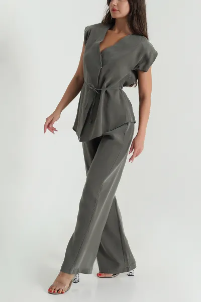 haki-bel-lastikli-tencel-kadin-ikili-takim-472274