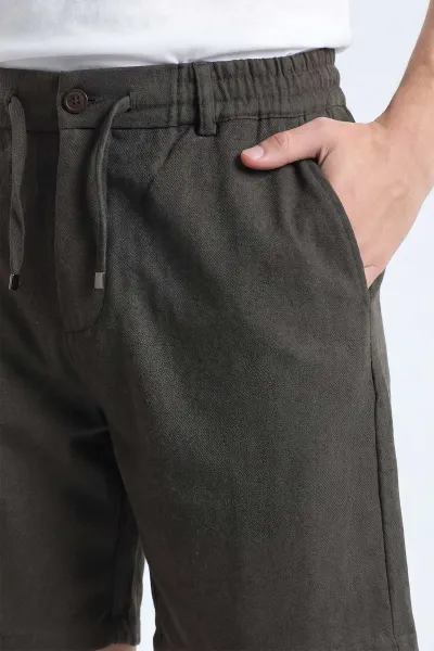 Haki Beli Lastikli Bağlamalı Erkek Şort 449631
