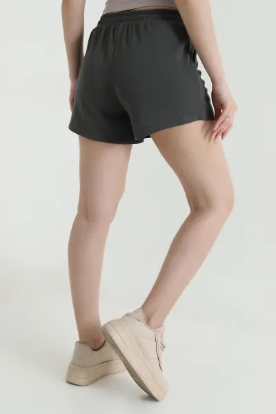 Haki Beli Lastikli Modal Kadın Şort 461566