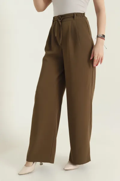 Haki Beli Lastikli Palazzo Latina Kadın Pantolon 433371