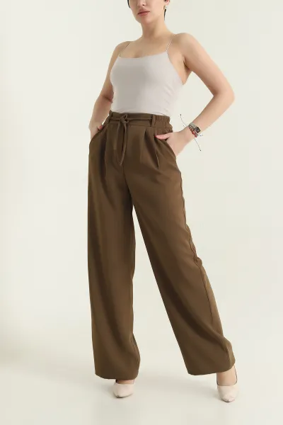 Haki Beli Lastikli Palazzo Latina Kadın Pantolon 433371