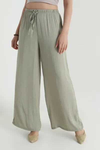 Haki Beli Lastikli Palazzo Yeni Sezon Kadın Pantolon 467784