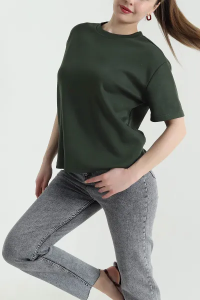 haki-bisiklet-yaka-oysho-kadin-tisort-443935