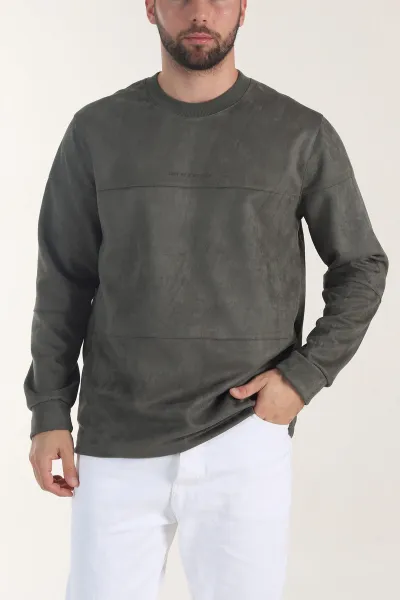 haki-bisiklet-yaka-yazi-detayli-erkek-sweatshirt-406673