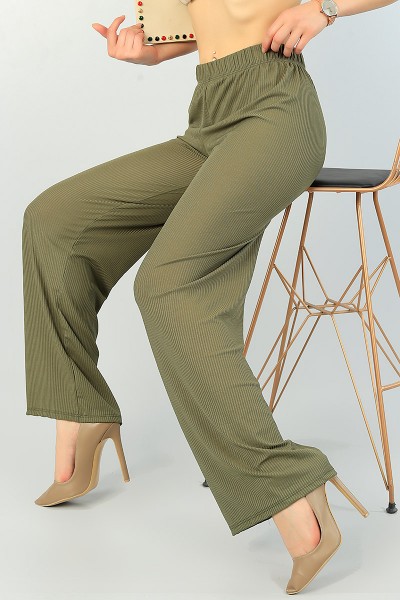 Haki Bol Paça Bayan Fitilli Pantolon 67981