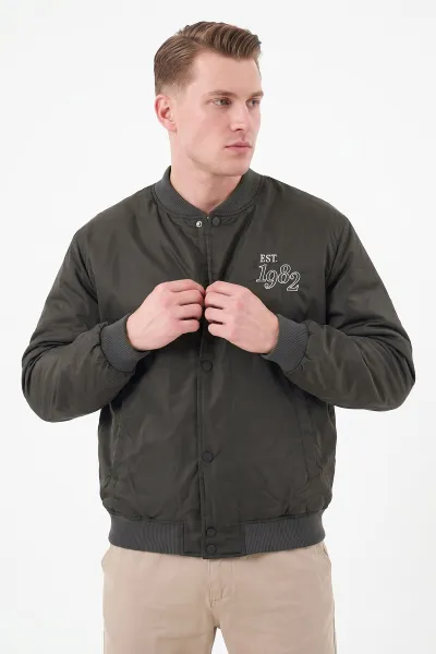 Haki Cepli Dolumlu Şişme Bomber Erkek Mont 491373