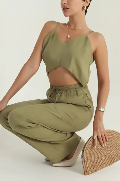 Haki Cepli İp Askılı Modal Kadın İkili Takım 383161