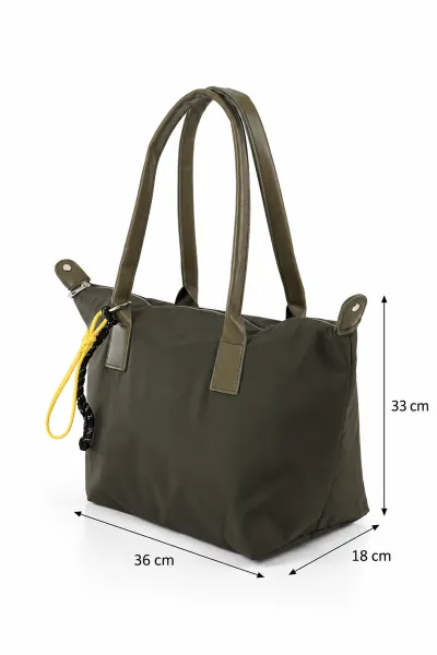 Haki Charm Detaylı Fermuarlı Kadın Omuz Çantası 499227