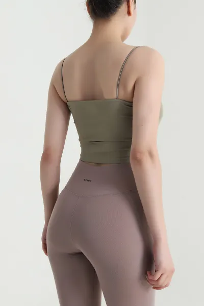 Haki Dalgıç İp Askılı Kadın Crop 474943