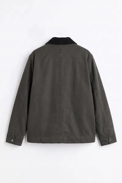 Haki Dolumlu Polo Yakalı Gabardin Kadın Mont 500206