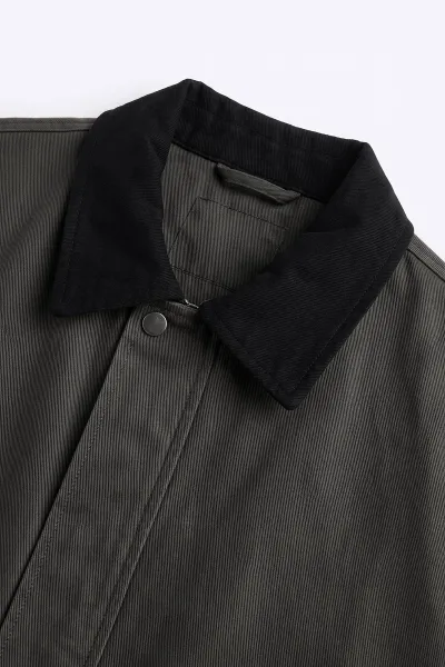 Haki Dolumlu Polo Yakalı Gabardin Kadın Mont 500206