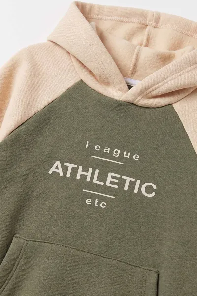 Haki Ekru (2-6  Yaş) Athletic Baskılı Kapüşonlu   3 İp Şardonlu Erkek Çocuk Kışlık Takım 481863