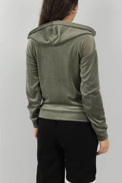 Haki Fermuarlı Kadife Sweat 147273