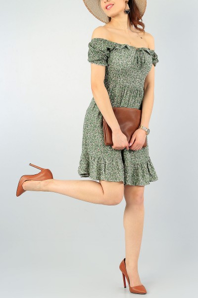 Haki Gipeli Tasarım Mini Dokuma Elbise 58938