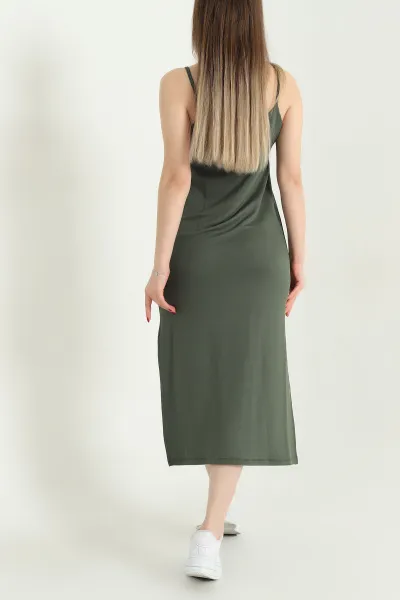 Haki İp Askılı Kristal Elbise 337777
