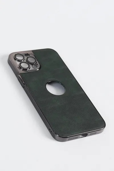 Haki iPhone 12 Pro Max Uyumlu Delux Serisi Kamera Korumalı Deri Desenli Premium Telefon Kılıfı 348538