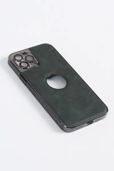 Haki iPhone 12 Pro Uyumlu Delux Serisi Kamera Korumalı Deri Desenli Premium Telefon Kılıfı 348530