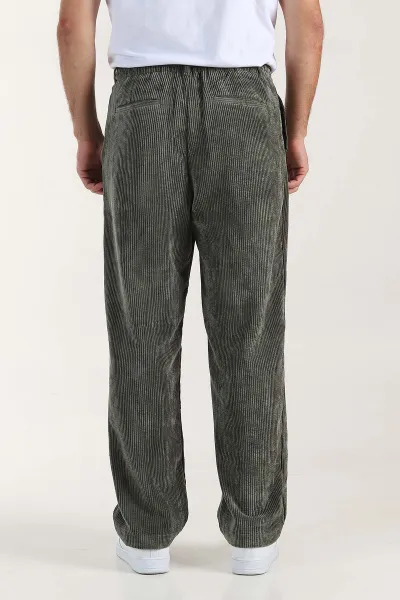 Haki Kadife Kumaş Baggy Erkek Pantolon 409152