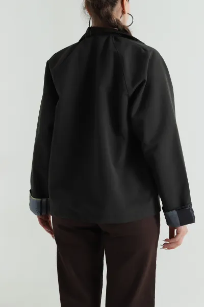 Haki Kadife Yaka Kadın Mont 487183